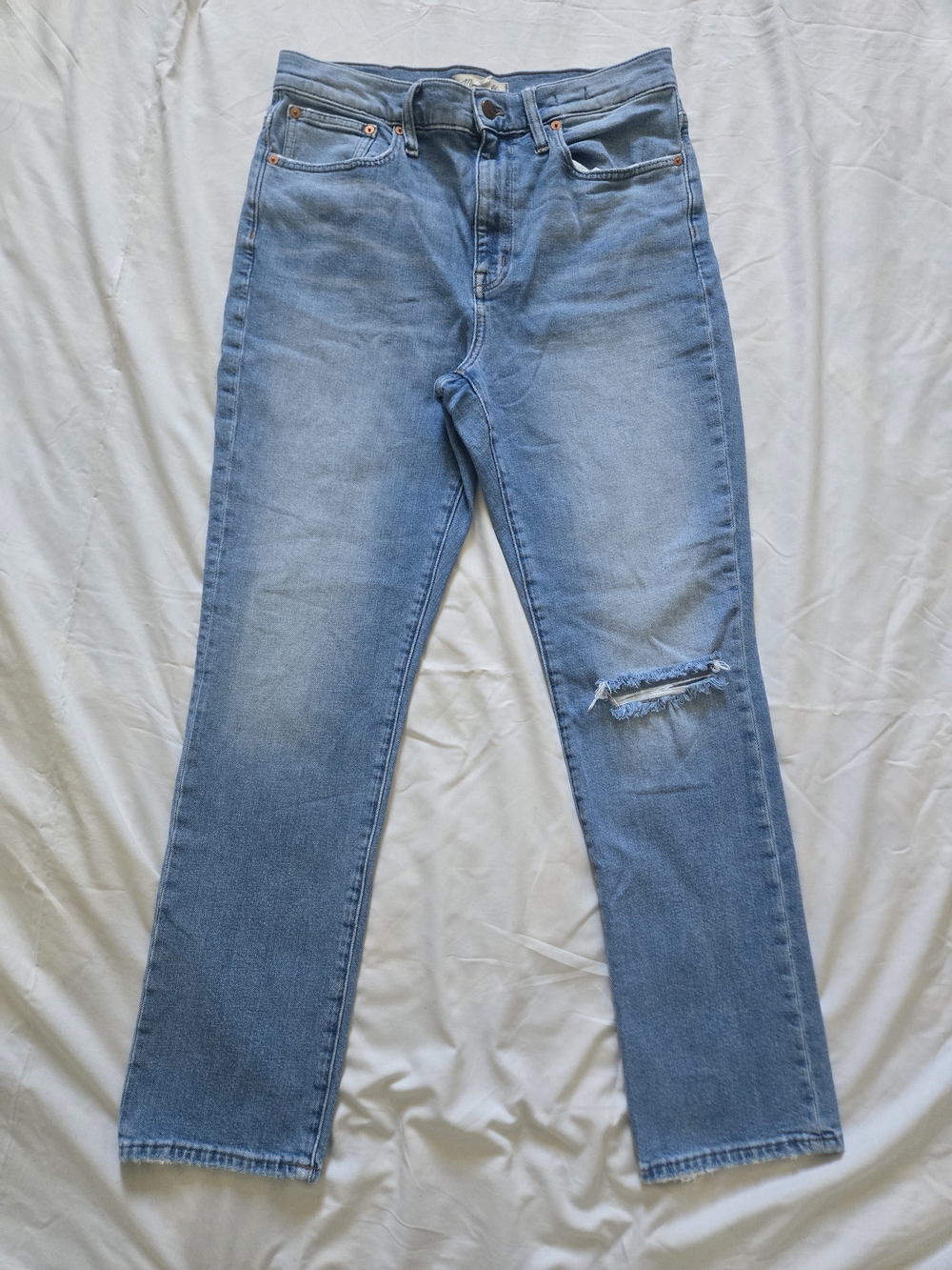 Madewell The High Rise Slim Boyjean in Summit Wash: Summerweight Edition Size 28
